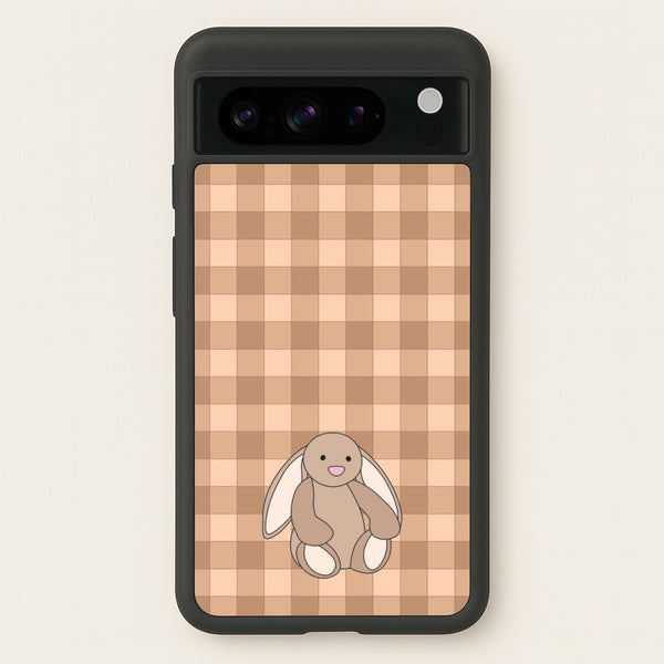 Bunny Checkered Pattern - Plushy Phone Case for Google Pixel 8 Pro