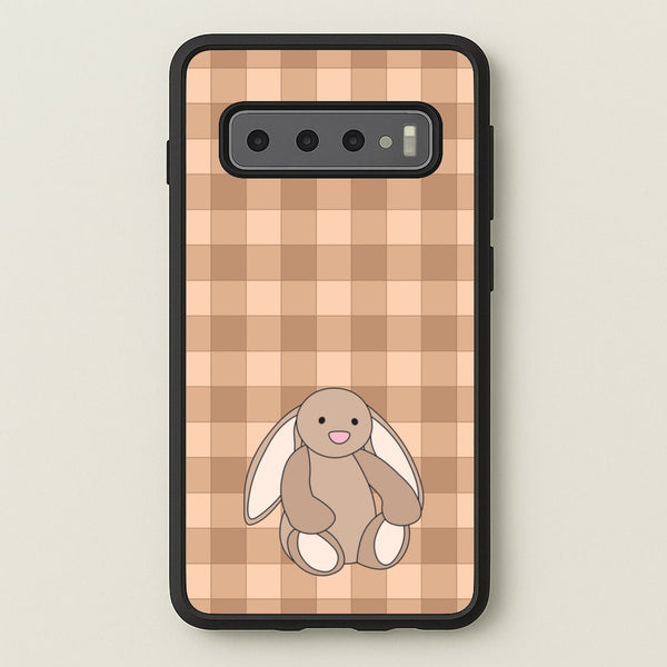 Bunny Checkered Pattern - Plushy Phone Case for Galaxy S10