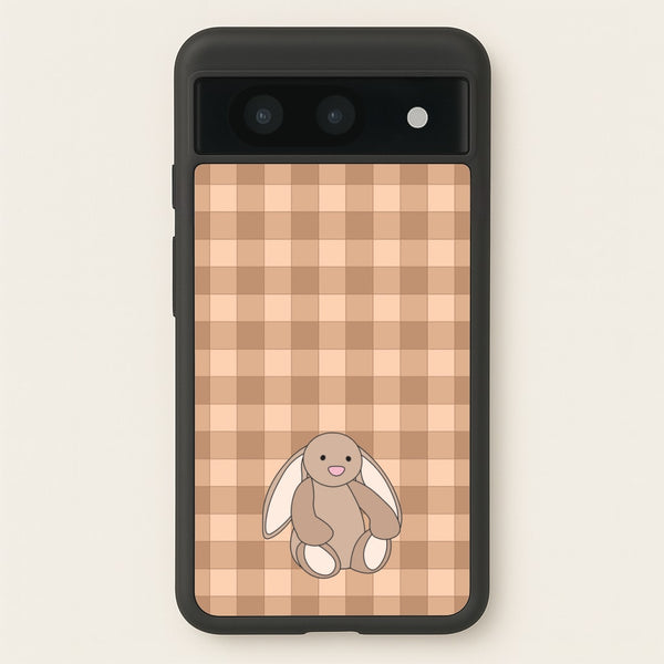 Bunny Checkered Pattern - Plushy Phone Case for Google Pixel 8a