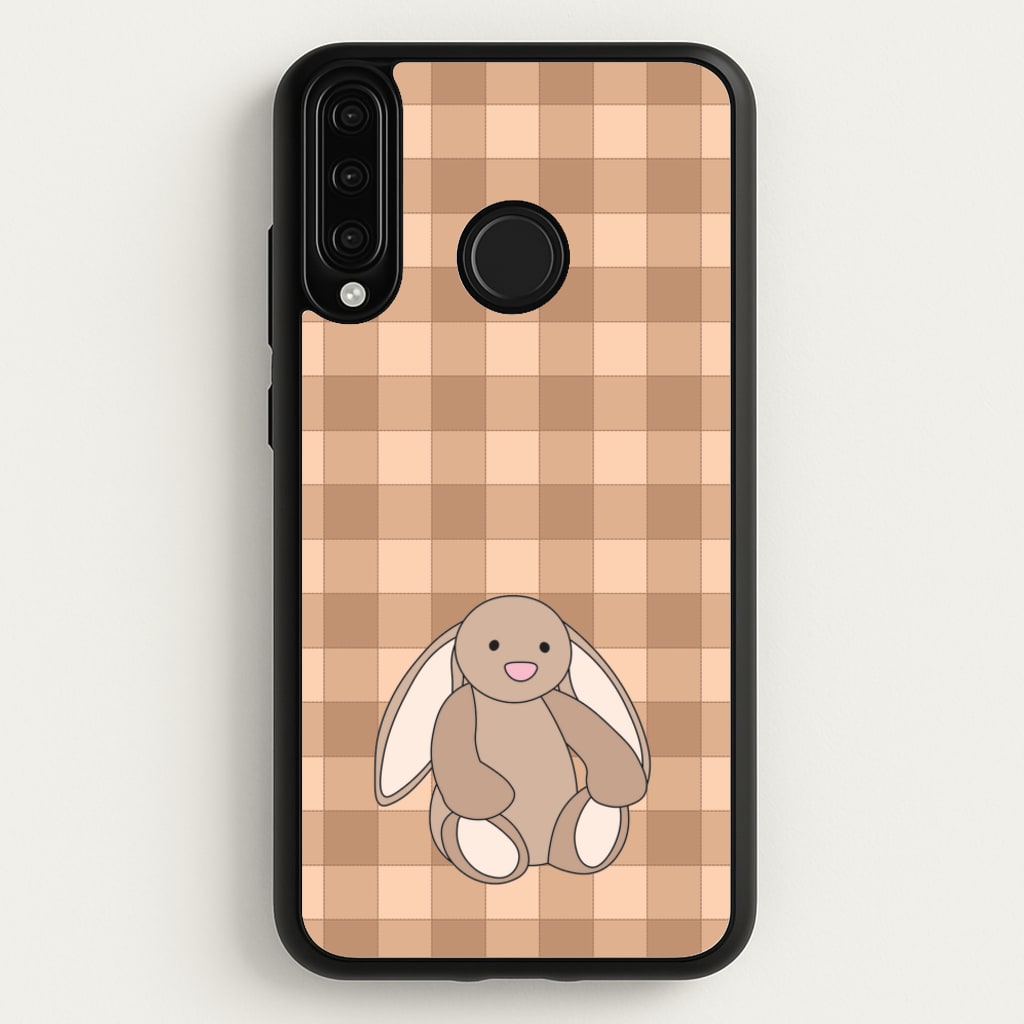 Bunny Checkered Pattern - Plushy Phone Case for Huawei P30 Lite
