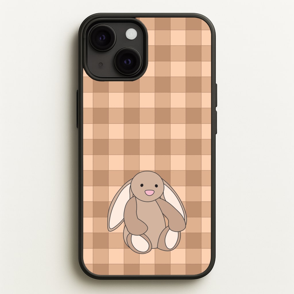 Bunny Checkered Pattern - Plushy Phone Case for iPhone 13 Mini