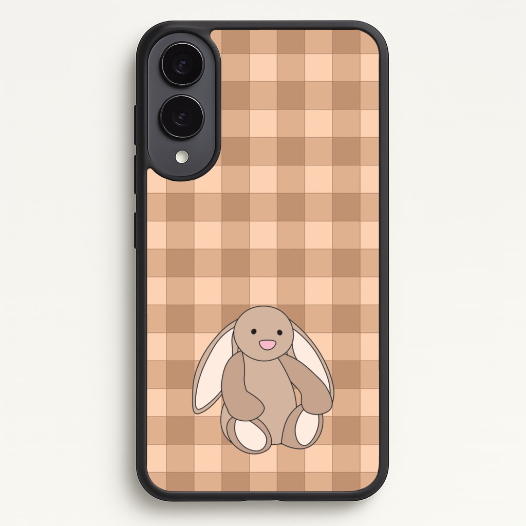 Bunny Checkered Pattern - Plushy Phone Case for Galaxy S25 Edge