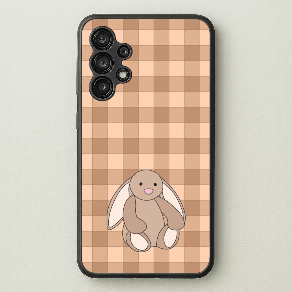 Bunny Checkered Pattern - Plushy Phone Case for Galaxy A13