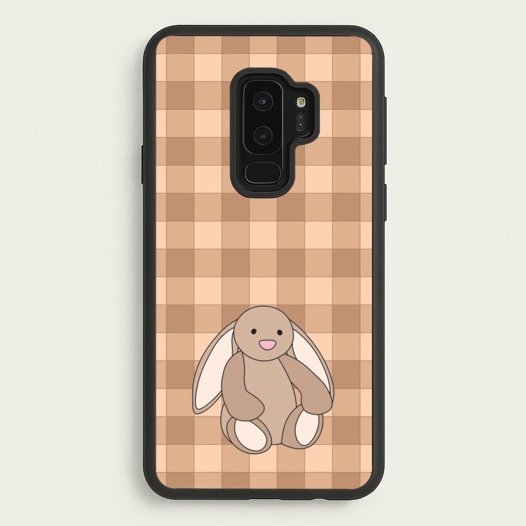 Bunny Checkered Pattern - Plushy Phone Case for Galaxy S9 Plus