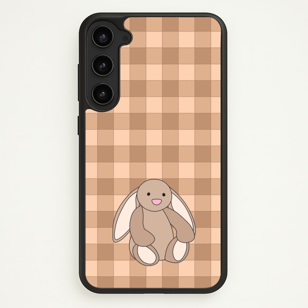 Bunny Checkered Pattern - Plushy Phone Case for Galaxy S23