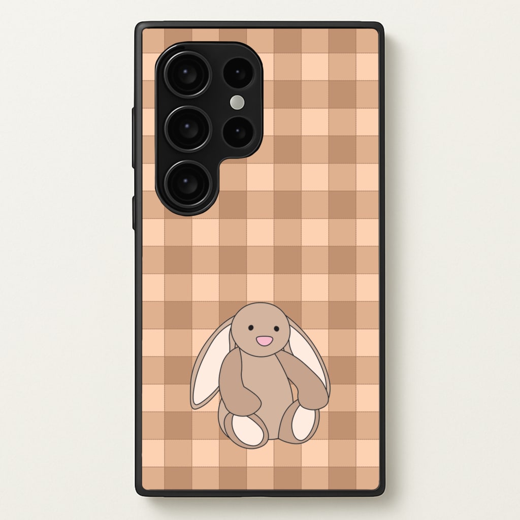 Bunny Checkered Pattern - Plushy Phone Case for Galaxy S24 Ultra