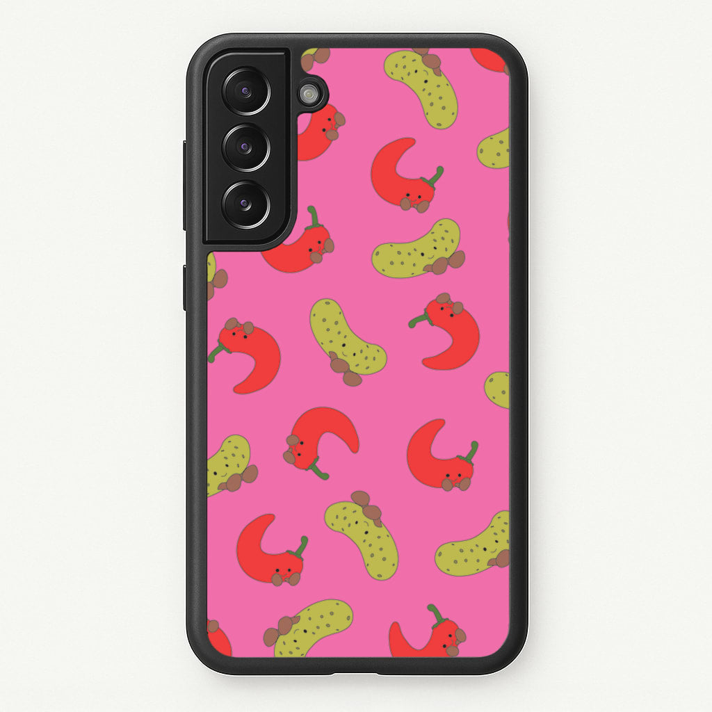 Red Chillis And Pickles Pattern - Plushy Phone Case for Galaxy S21 Plus