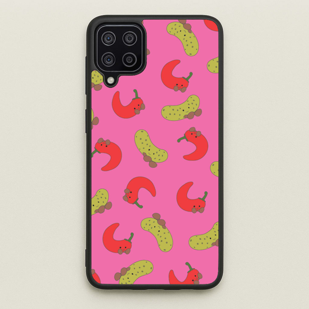Red Chillis And Pickles Pattern - Plushy Phone Case for Galaxy A12