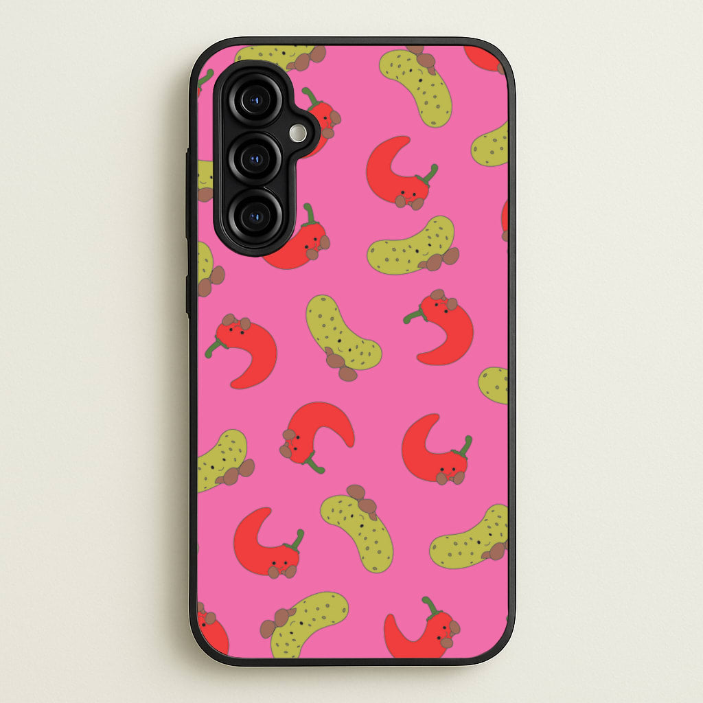 Red Chillis And Pickles Pattern - Plushy Phone Case for Galaxy A54