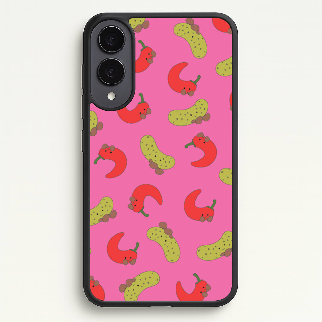 Red Chillis And Pickles Pattern - Plushy Phone Case for Galaxy S25 Edge