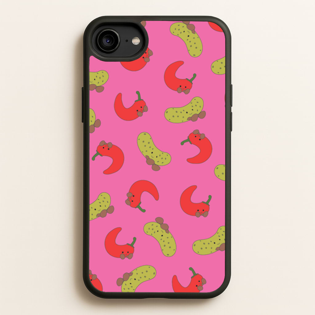 Red Chillis And Pickles Pattern - Plushy Phone Case for iPhone 6 / 7 / 8 / SE