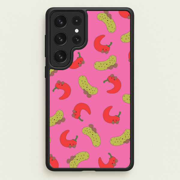 Red Chillis And Pickles Pattern - Plushy Phone Case for Galaxy S23 Ultra