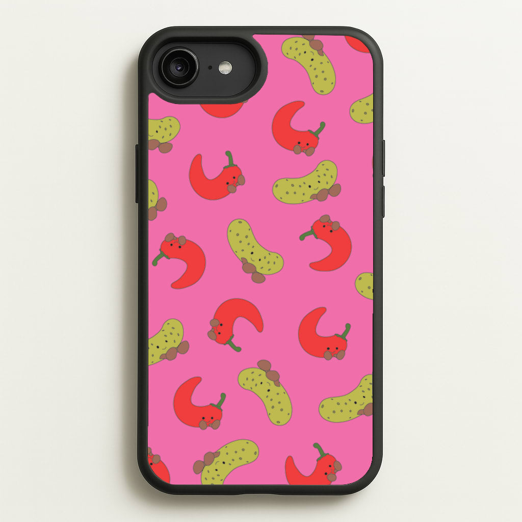 Red Chillis And Pickles Pattern - Plushy Phone Case for iPhone 6 Plus / 7 Plus / 8 Plus