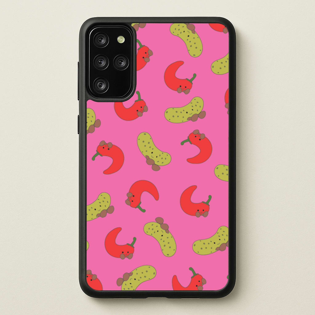 Red Chillis And Pickles Pattern - Plushy Phone Case for Galaxy S20 Plus
