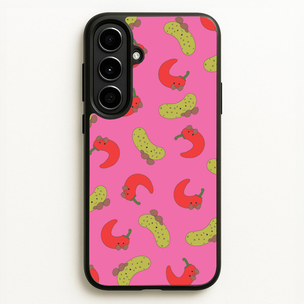 Red Chillis And Pickles Pattern - Plushy Phone Case for Galaxy A56
