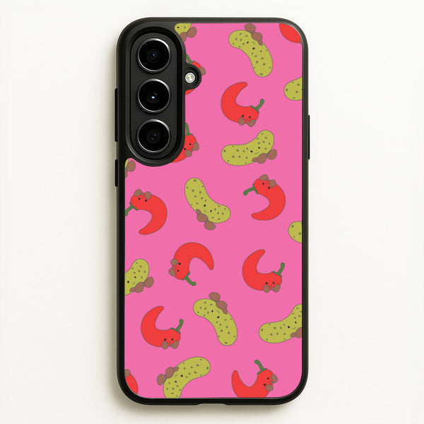 Red Chillis And Pickles Pattern - Plushy Phone Case for Galaxy A56