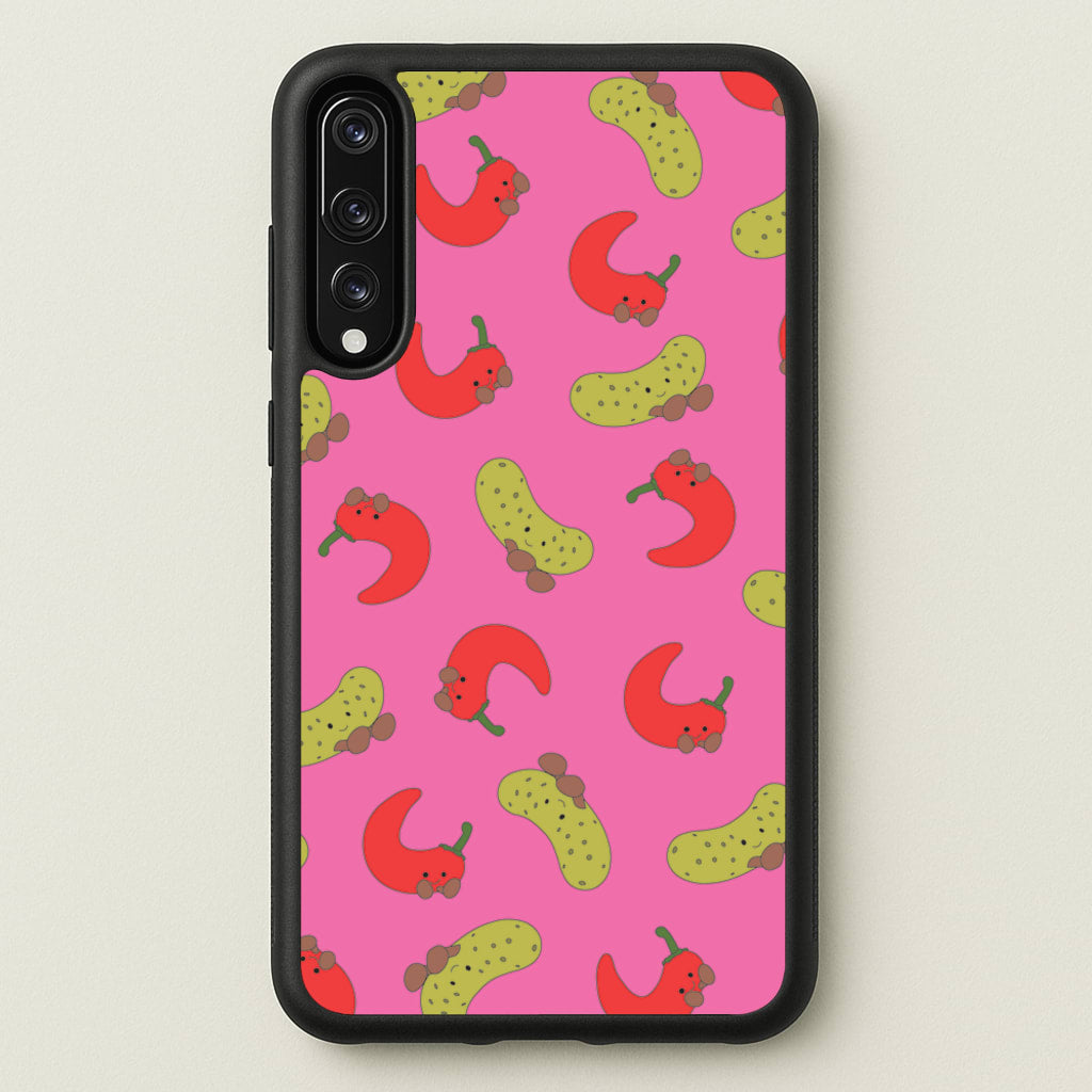Red Chillis And Pickles Pattern - Plushy Phone Case for Huawei P20 Pro