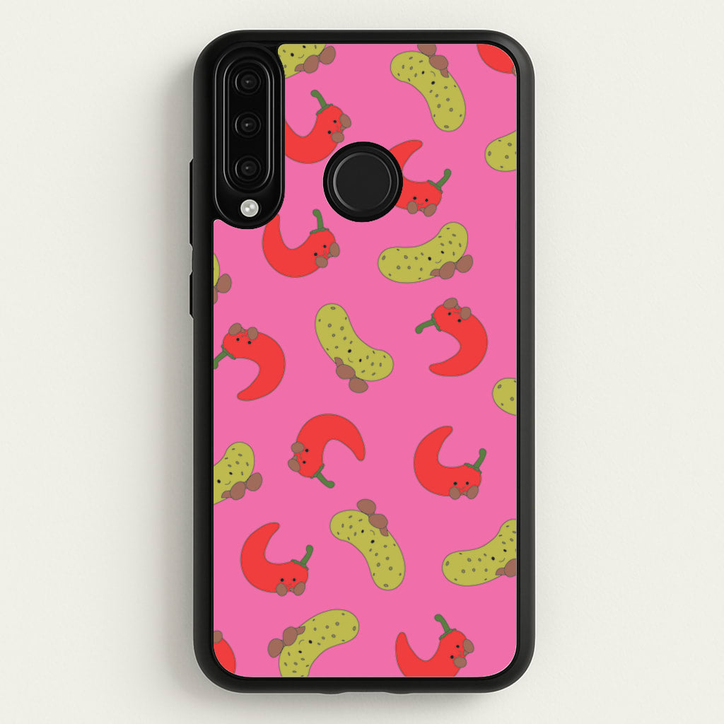 Red Chillis And Pickles Pattern - Plushy Phone Case for Huawei P30 Lite