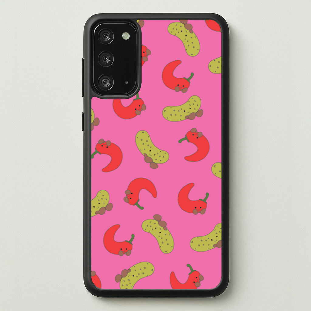 Red Chillis And Pickles Pattern - Plushy Phone Case for Galaxy Note 20