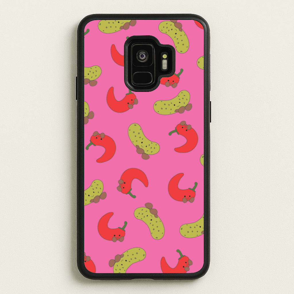 Red Chillis And Pickles Pattern - Plushy Phone Case for Galaxy S9