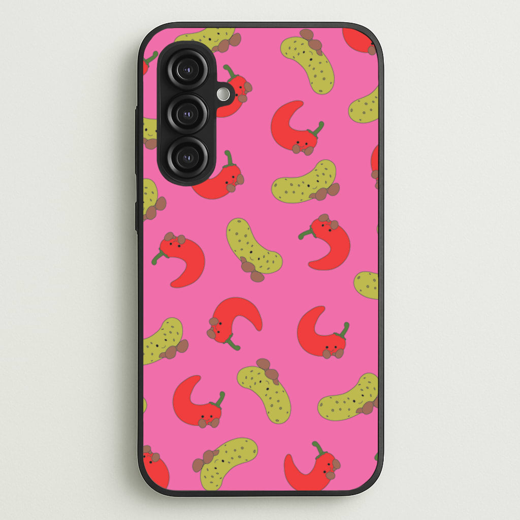 Red Chillis And Pickles Pattern - Plushy Phone Case for Galaxy S23FE