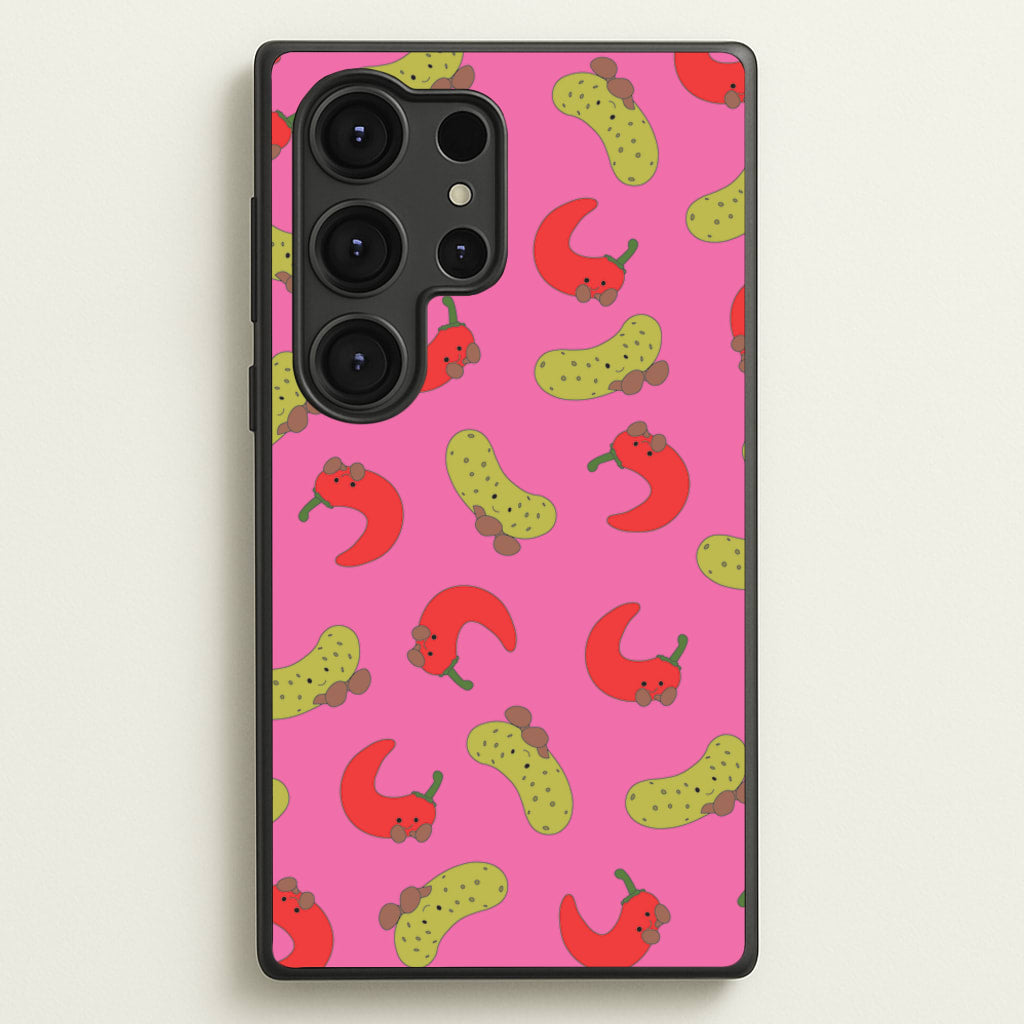 Red Chillis And Pickles Pattern - Plushy Phone Case for Galaxy S25 Ultra