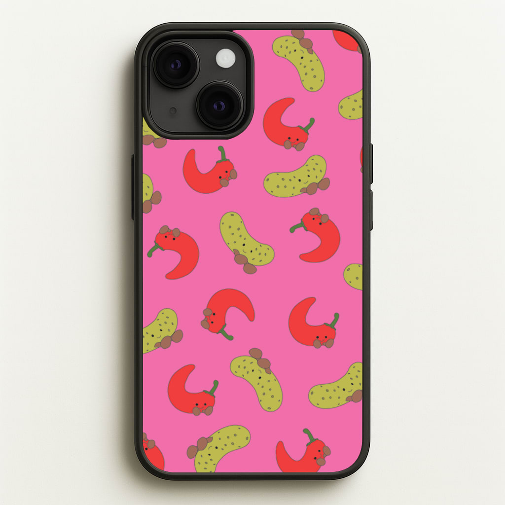Red Chillis And Pickles Pattern - Plushy Phone Case for iPhone 13 Mini