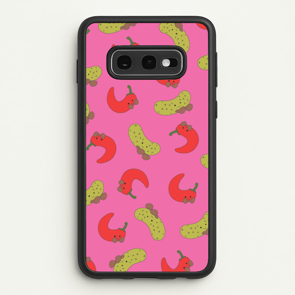 Red Chillis And Pickles Pattern - Plushy Phone Case for Galaxy S10e