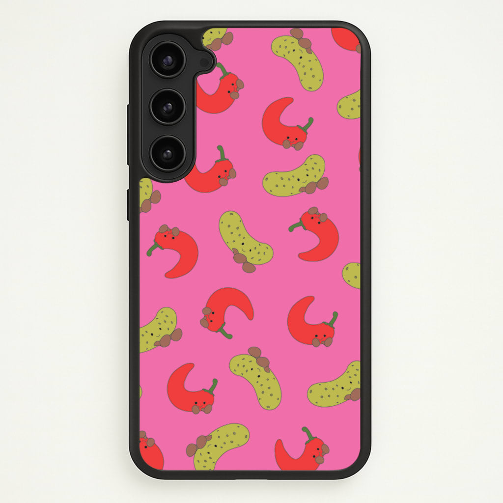 Red Chillis And Pickles Pattern - Plushy Phone Case for Galaxy S23