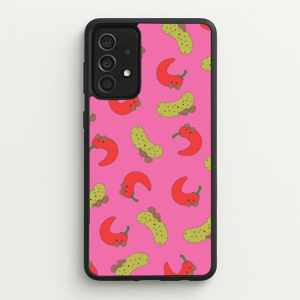 Red Chillis And Pickles Pattern - Plushy Phone Case for Galaxy A52 / A52s