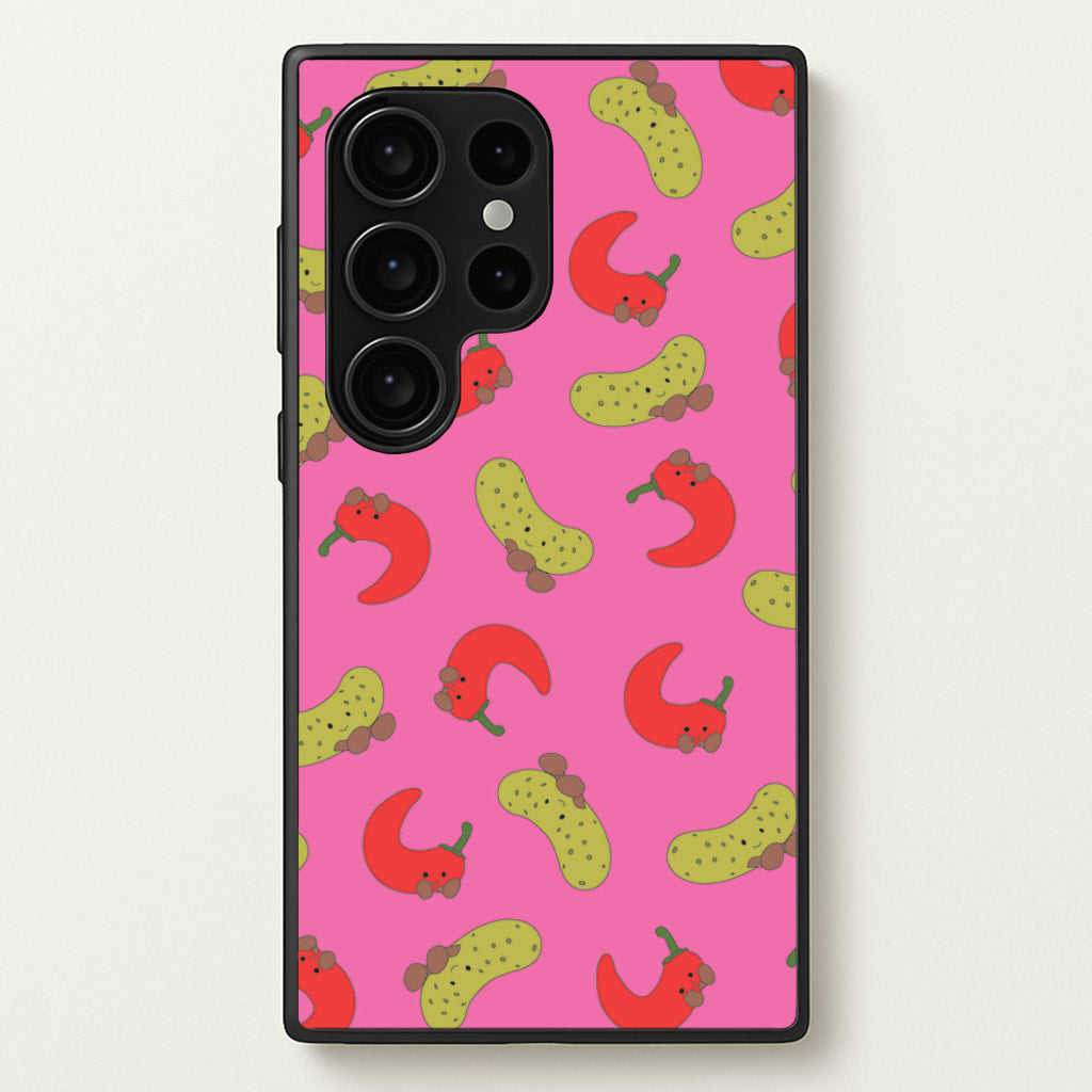 Red Chillis And Pickles Pattern - Plushy Phone Case for Galaxy S24 Ultra