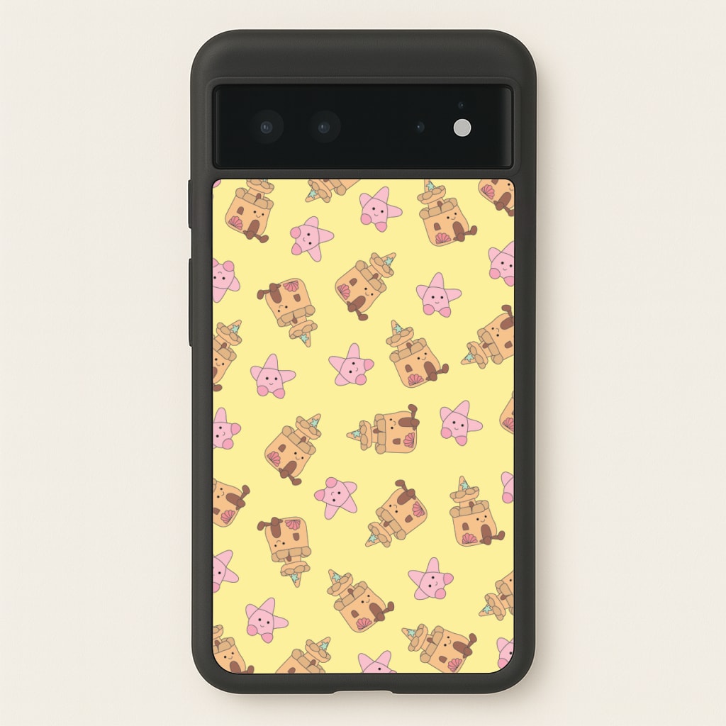 Sandcastles And Stars Pattern - Plushy Phone Case for Google Pixel 6