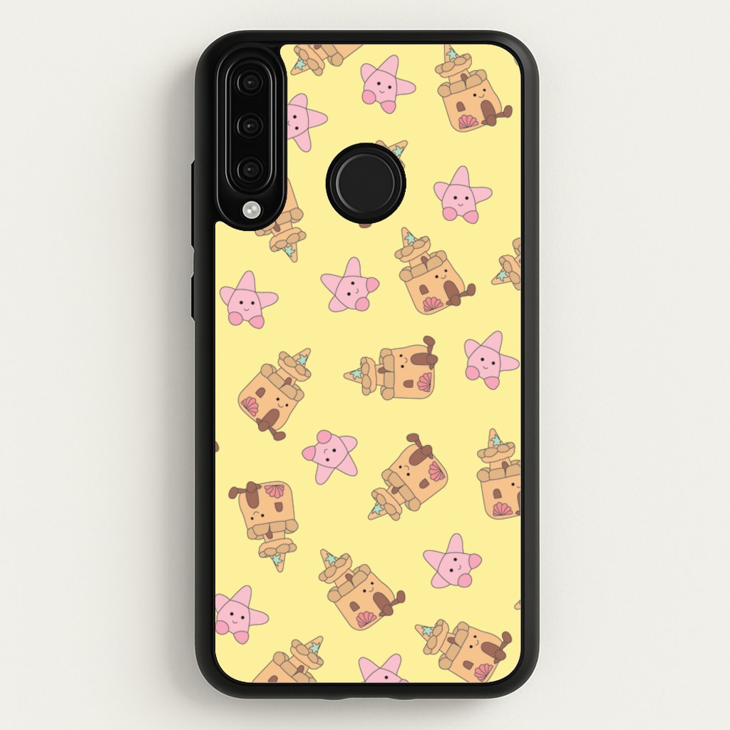 Sandcastles And Stars Pattern - Plushy Phone Case for Huawei P30 Lite