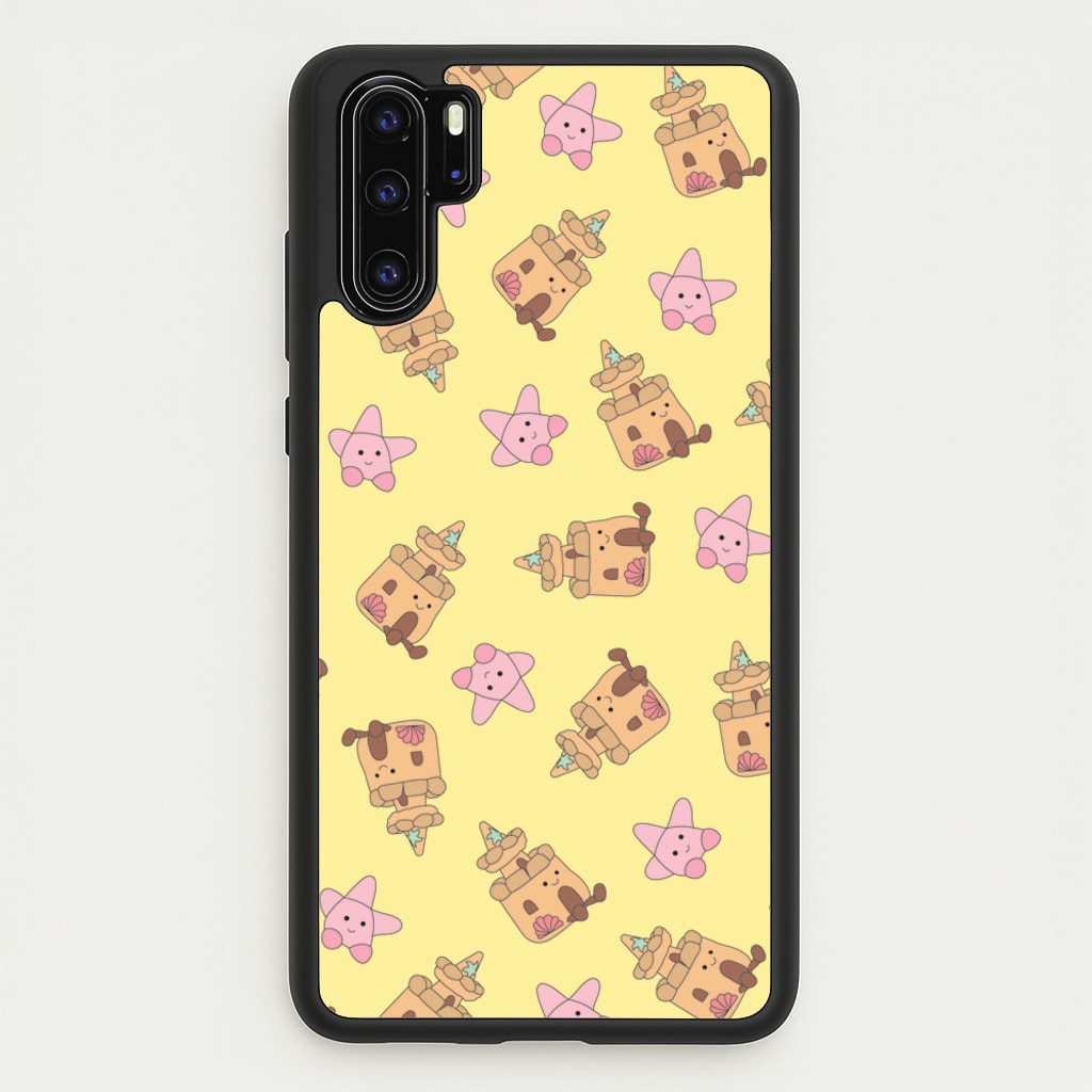 Sandcastles And Stars Pattern - Plushy Phone Case for Huawei P30 Pro