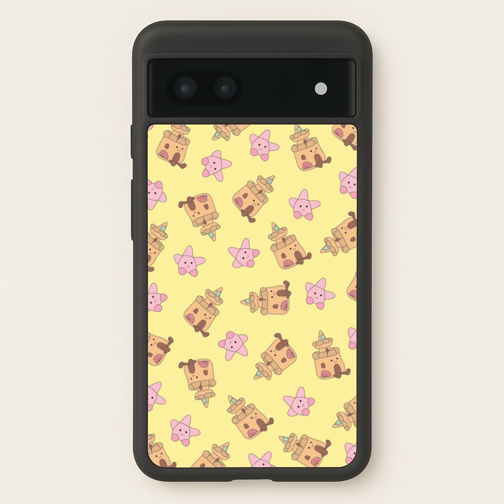 Sandcastles And Stars Pattern - Plushy Phone Case for Google Pixel 6a