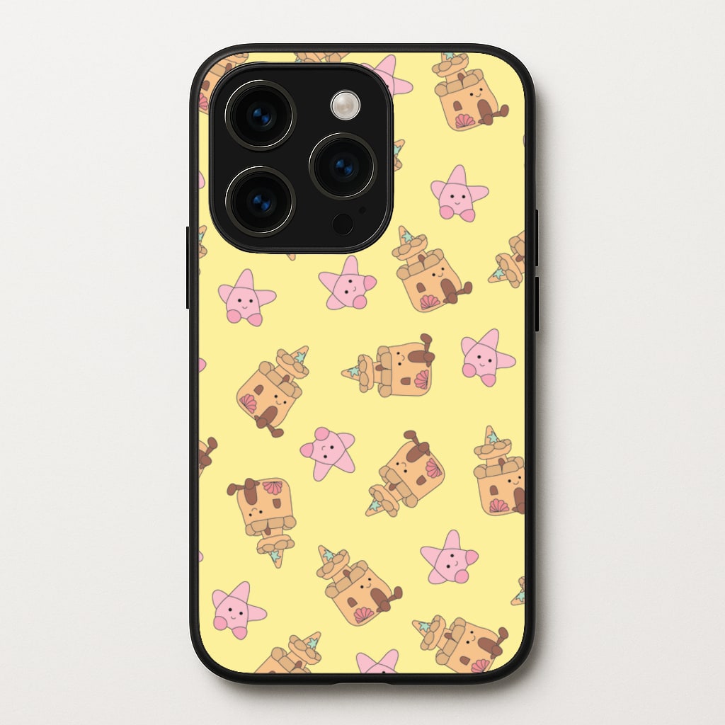 Sandcastles And Stars Pattern - Plushy Phone Case for iPhone 14 Pro