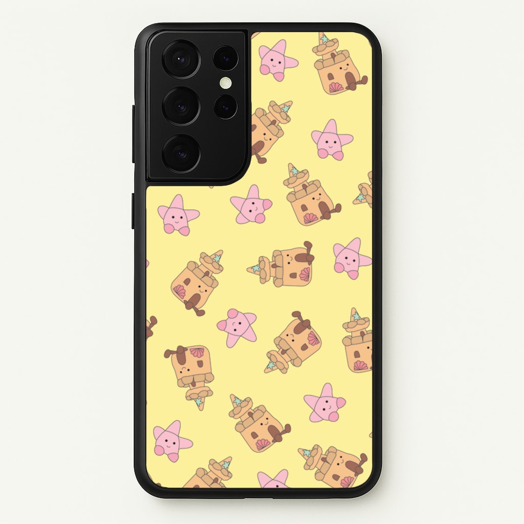 Sandcastles And Stars Pattern - Plushy Phone Case for Galaxy S21 Ultra