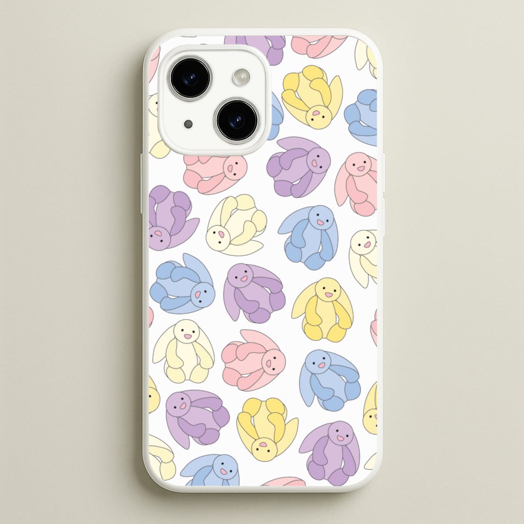 Pastel Bunnies Pattern - Plushy Phone Case for iPhone 14 Plus