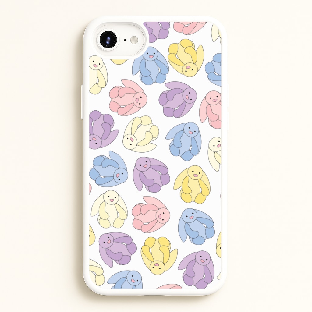Pastel Bunnies Pattern - Plushy Phone Case for iPhone 6 Plus / 7 Plus / 8 Plus