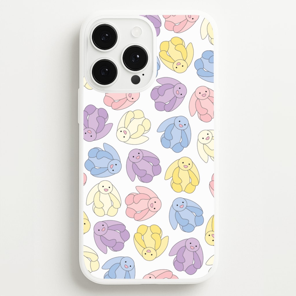 Pastel Bunnies Pattern - Plushy Phone Case for iPhone 13 Pro Max