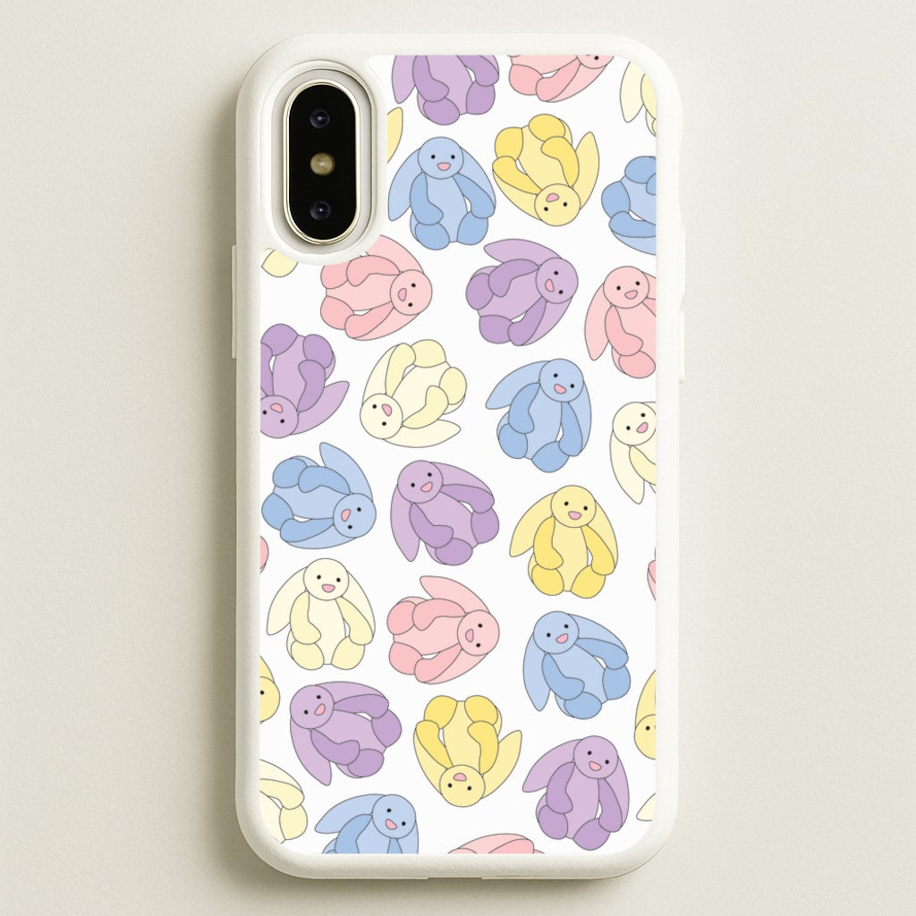 Pastel Bunnies Pattern - Plushy Phone Case for iPhone X / XS