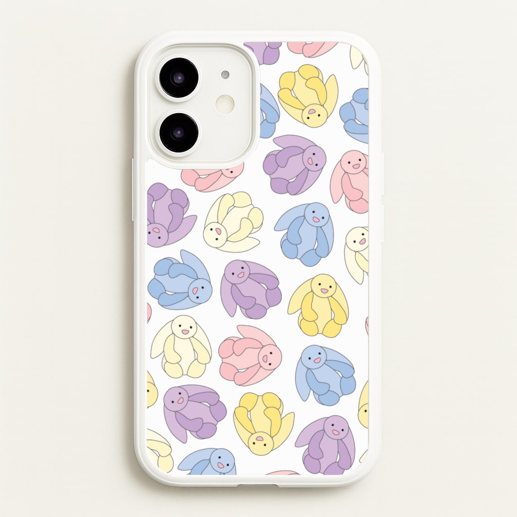 Pastel Bunnies Pattern - Plushy Phone Case for iPhone 12 Mini