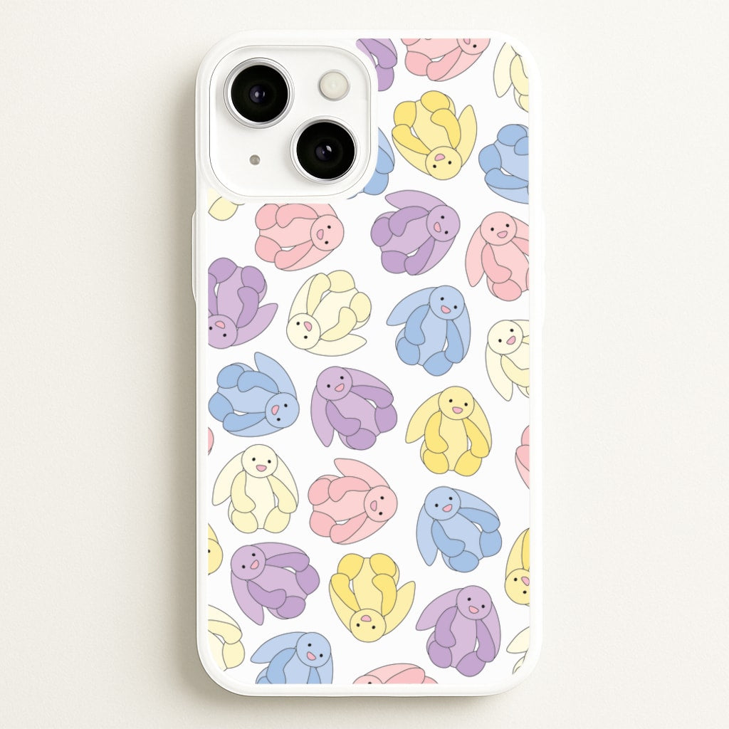 Pastel Bunnies Pattern - Plushy Phone Case for iPhone 13 Mini