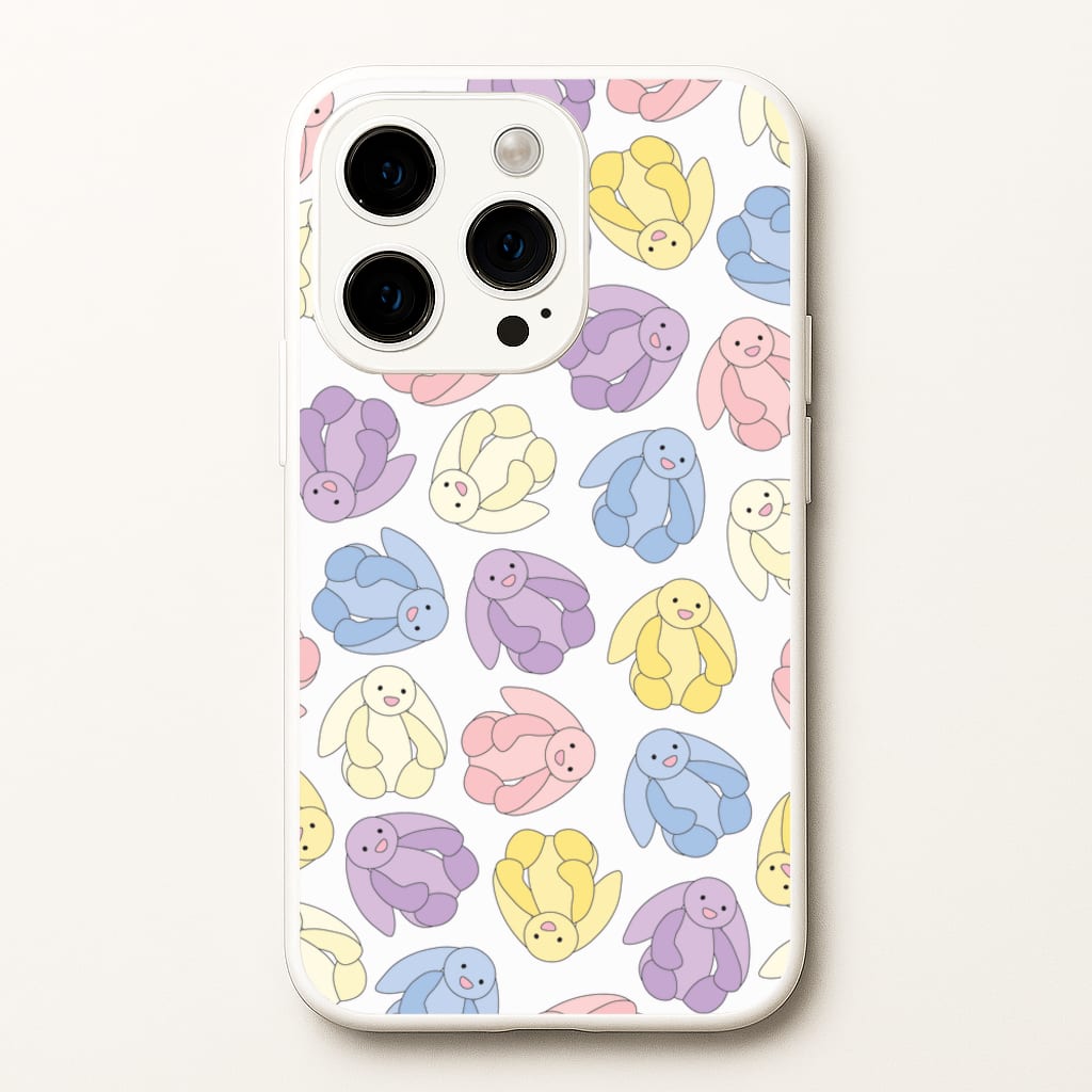 Pastel Bunnies Pattern - Plushy Phone Case for iPhone 14 Pro