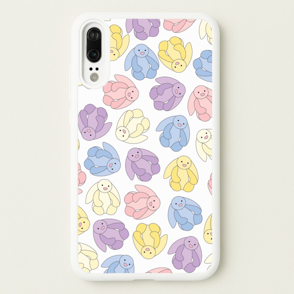 Pastel Bunnies Pattern - Plushy Phone Case for Huawei P20