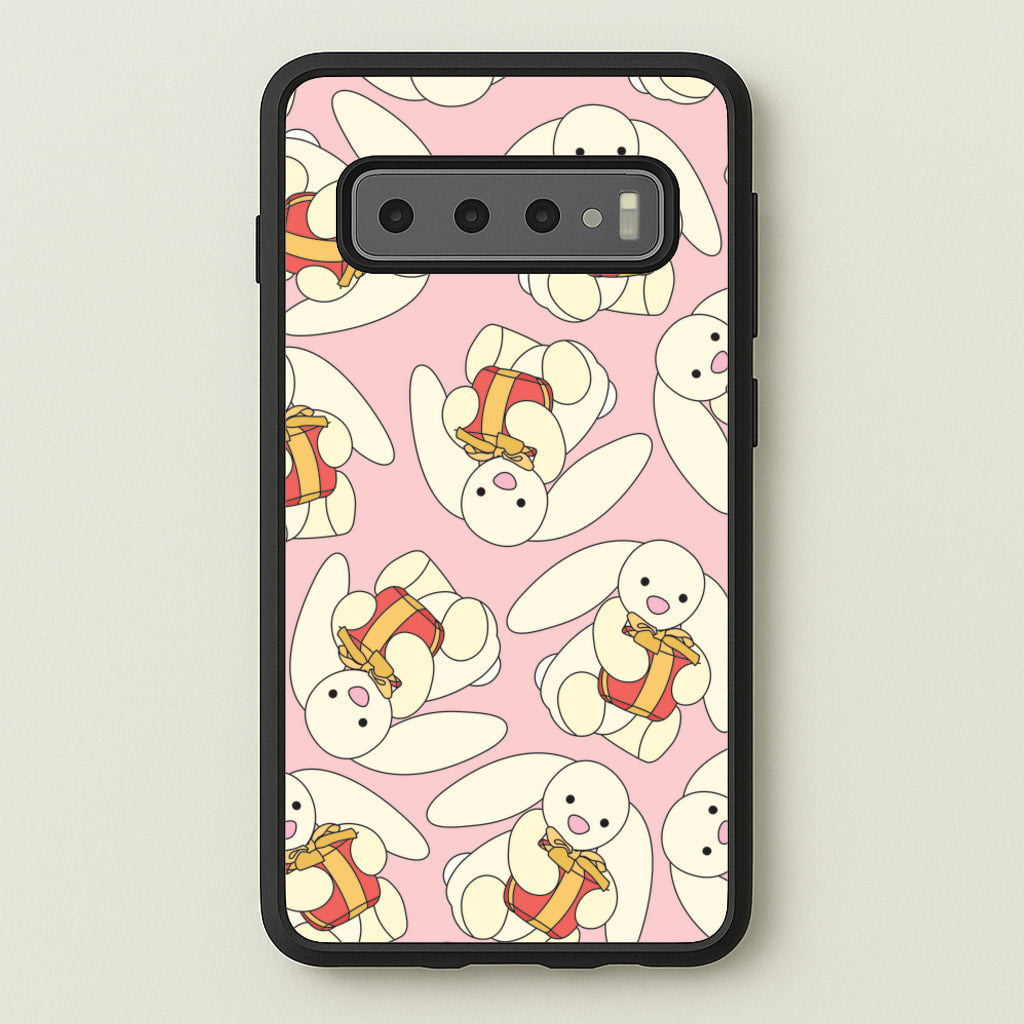 Bunny Present Pattern - Plushy Phone Case for Galaxy S10 Plus