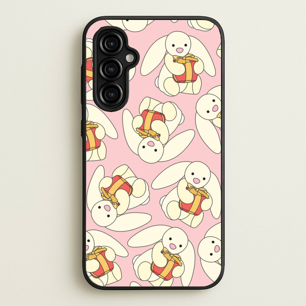 Bunny Present Pattern - Plushy Phone Case for Galaxy A54