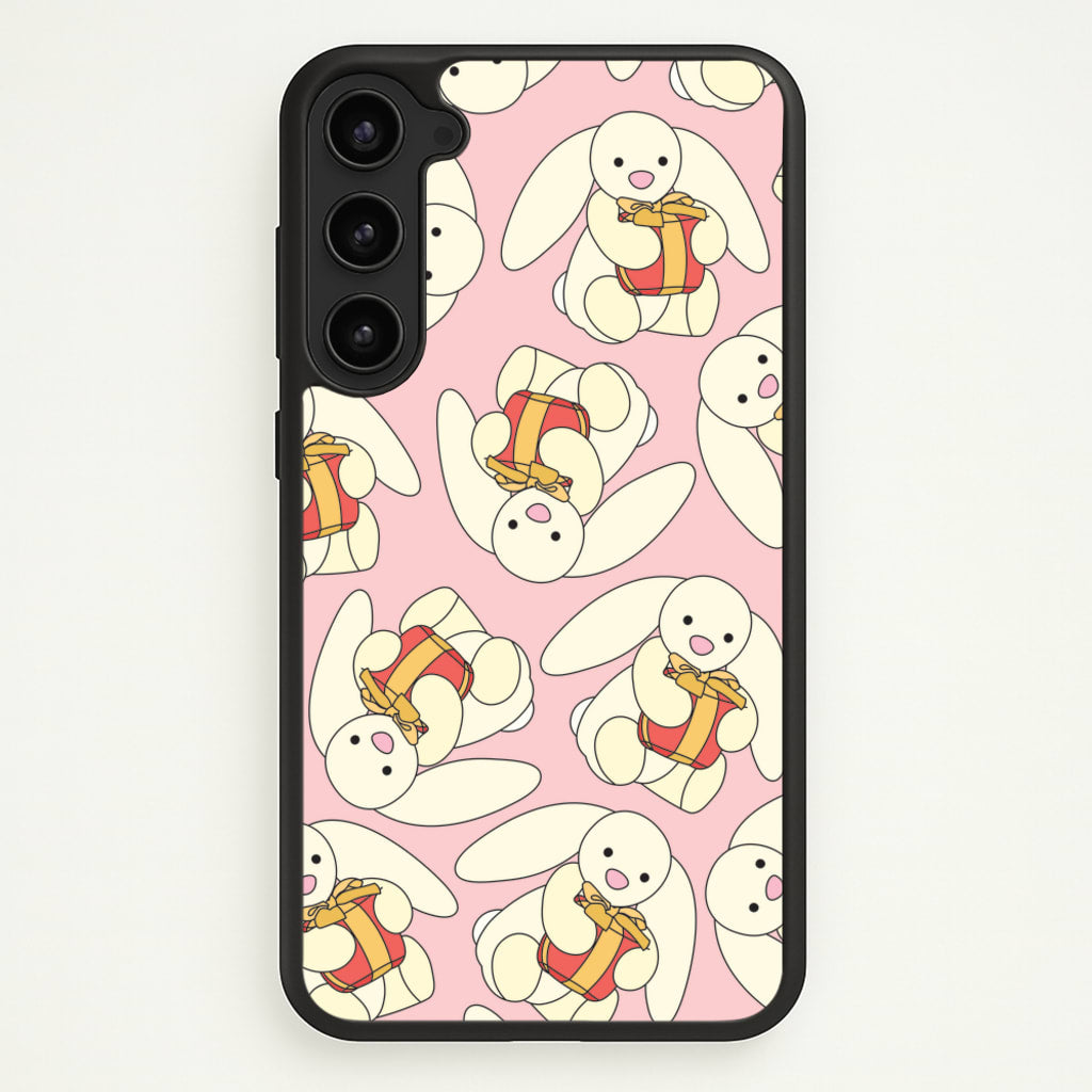 Bunny Present Pattern - Plushy Phone Case for Galaxy S23 Plus