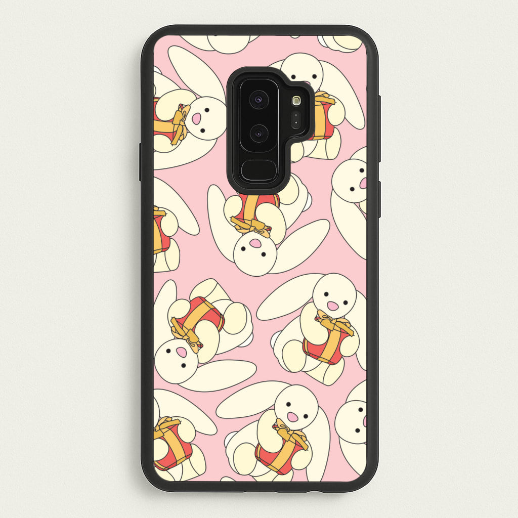 Bunny Present Pattern - Plushy Phone Case for Galaxy S9 Plus