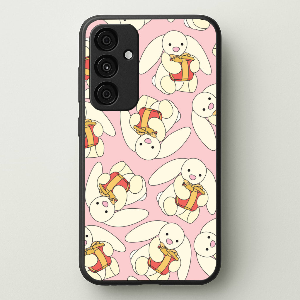 Bunny Present Pattern - Plushy Phone Case for Galaxy A55